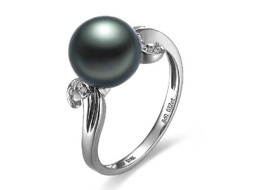 Amandine Tahitian Pearl and Diamond Ring